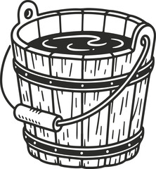 Wooden Bucket with Water