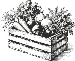 Crate of Fresh Vegetables 