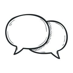Fototapeta premium Hand-drawn speech bubbles on white background with sketchy outline. Vector illustration