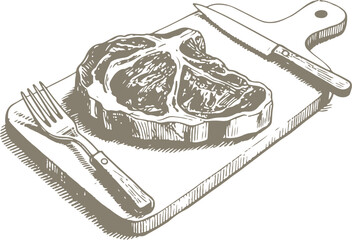 Steak on Cutting Board with Utensils