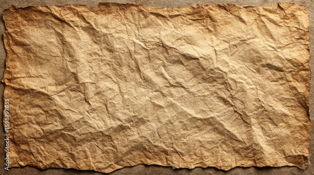 Poster a piece of paper with a brownish color and a rough texture. the paper is folded and has a crumpled a