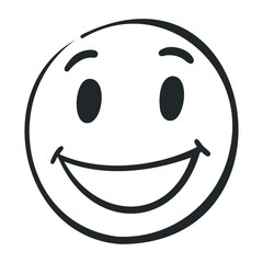 Fototapeta premium Simple black and white smiley face with a happy expression on a white background. Vector illustration