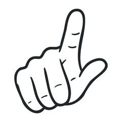 Obraz premium Hand gesture of counting four with finger signs line drawing on white background. Vector illustration