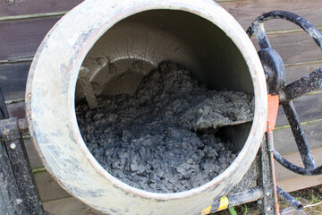Concrete in a concrete mixer