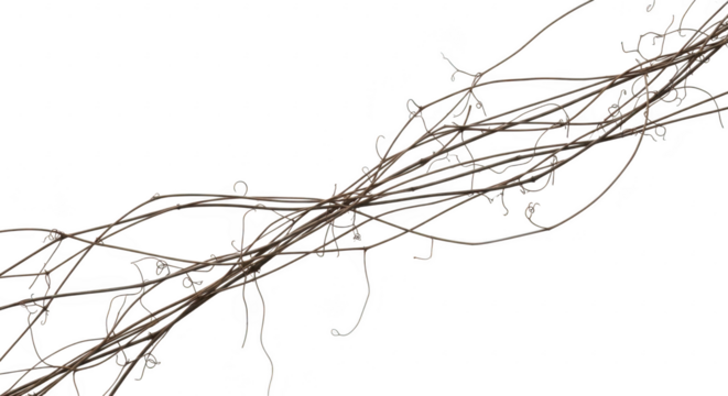 Intricate network of dry twigs and branches against a dark background