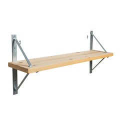 wooden shelf isolated on white background 