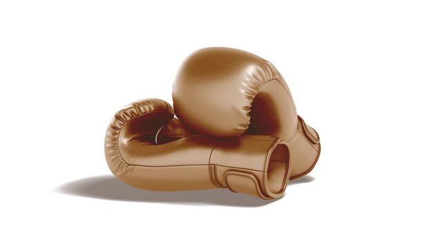 Blank gold boxing gloves pair, 4k, looped rotation