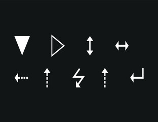 Arrow icon set. Arrow. Cursor. White vector arrows icons. Collection different arrows sign