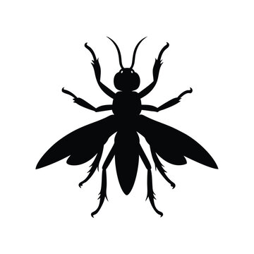 black wasp silhouette on white background clip art preview