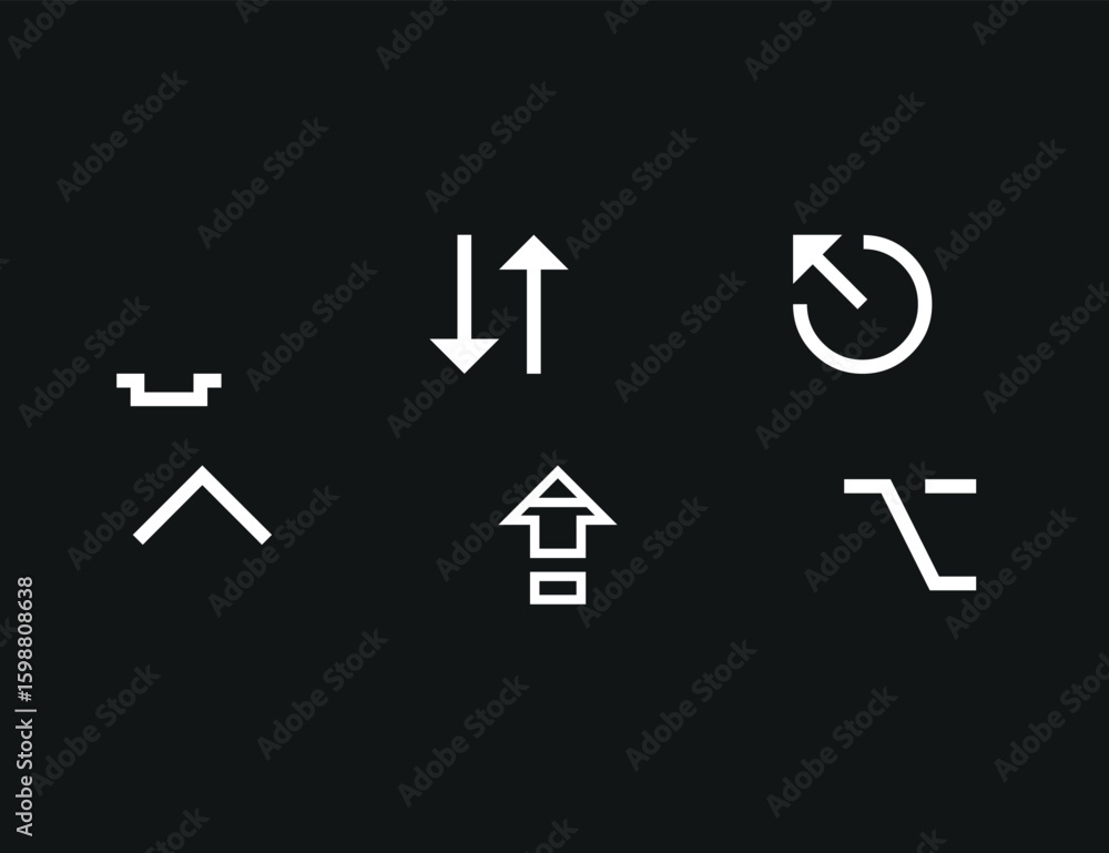 Aufkleber presentation of arrow symbols in various shapes, representing direction, navigation, and graphical u