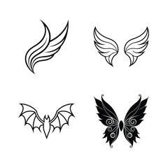 Obraz premium Eagle tattoo design with vector wings and flying bird symbols in black tribal art style