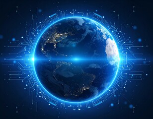 Earth with digital circuit overlay