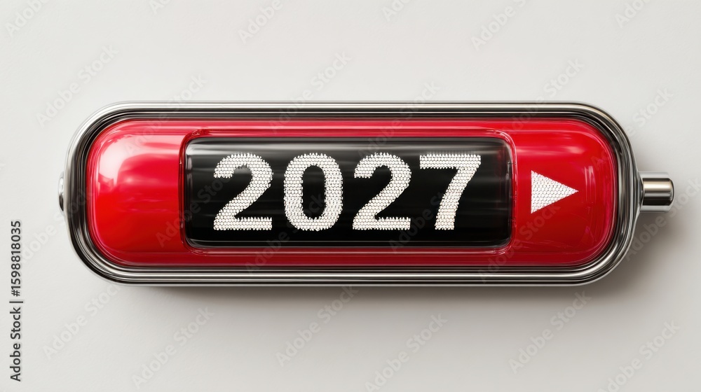 Poster a red and black clock with the number 2017 on it. the clock is pointing down, which could represent 