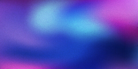 Glowing blue and pink abstract color gradient banner poster cover design, dark grainy texture, copy space