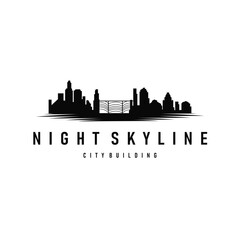 Fototapeta premium Cityscape logo design with tall building showing beautiful and minimalist city view as a symbol of urban template design