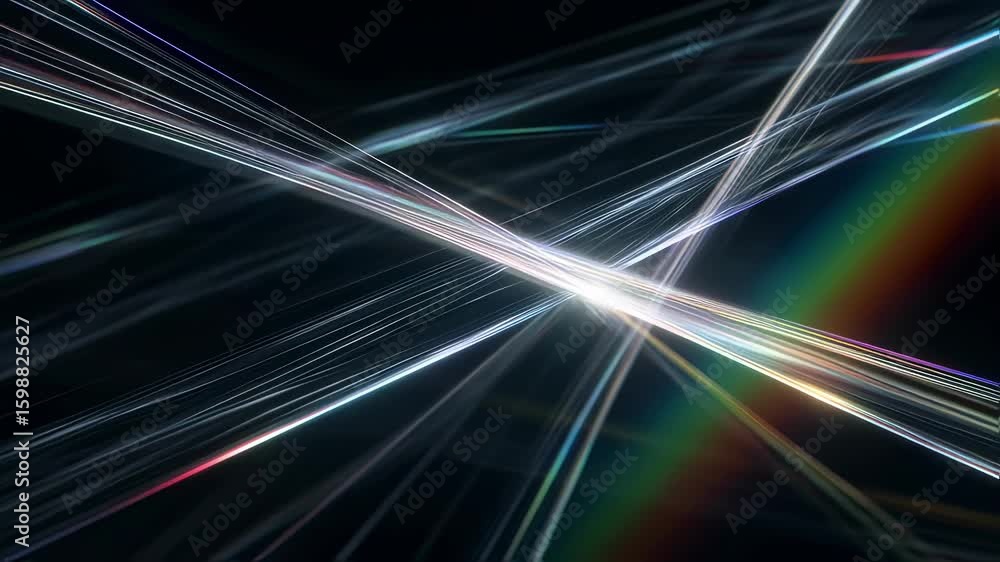 Aufkleber colorful light beams are crossing and intertwining on a dark background, creating a vibrant and dyna