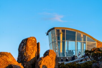 observation shelter at the top of the mountain