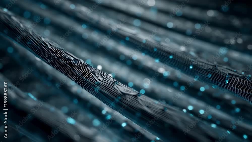 Poster futuristic fiber optic cables are transferring data, illuminated by a mesmerizing bokeh effect, repr