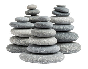 Stacked zen stones isolated on white background