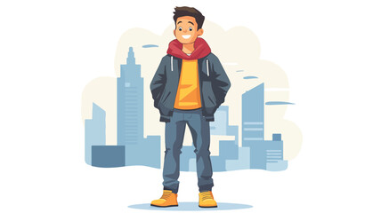 Cheerful Young Boy in Urban Style Attire - Urban Fashion Portrait