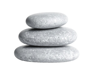 Stacked zen stones isolated on white background