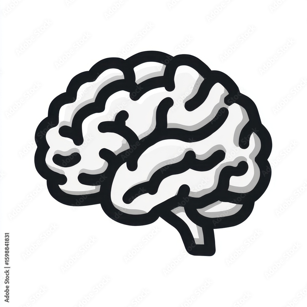 Poster a brain is shown in black and white. the brain is the central organ of the human body and is respons