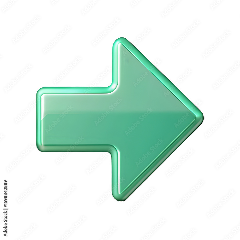 Fototapete arrows right pointer front view 3d icon rendering illustration with transparent background