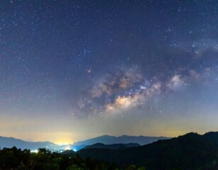 Fototapeta premium Milky Way over mountains at night (1)