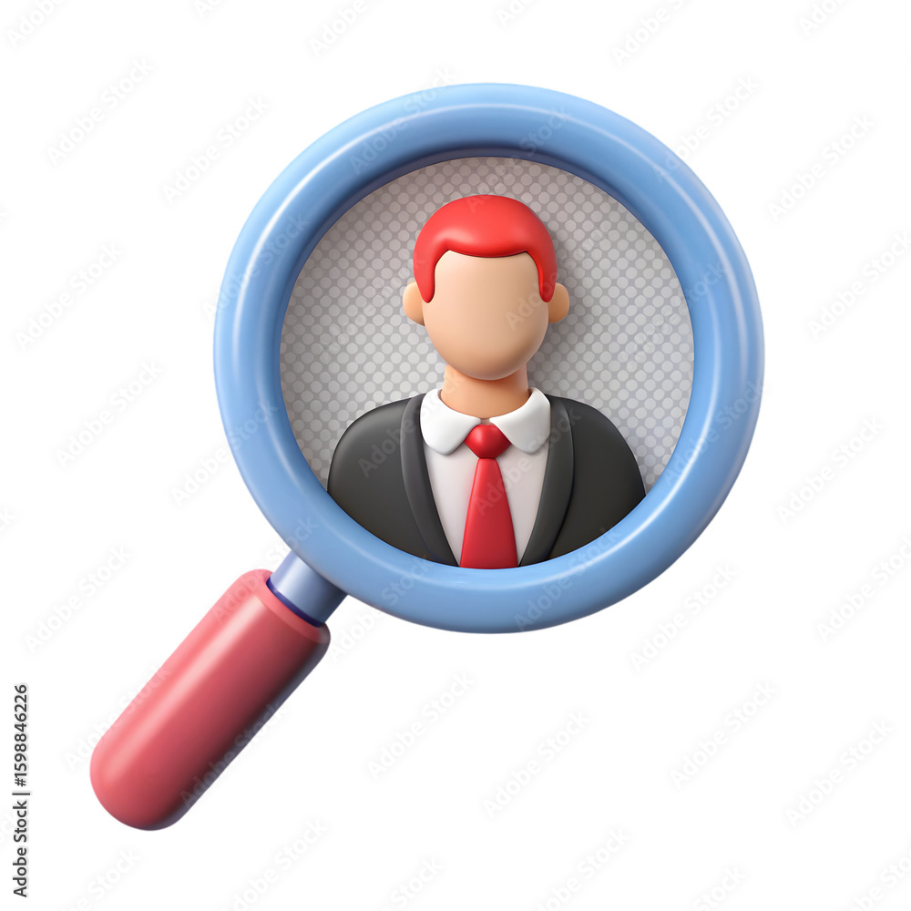 Poster job vacancy search front view 3d rendering icon illustration on transparent background view