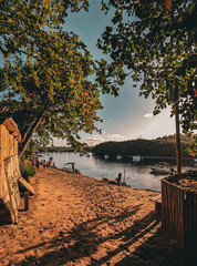 sunset over cara&iacute;va river in brazil	