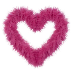 Fluffy pink heart decoration for valentine's day or romantic occasion isolated on transparent background