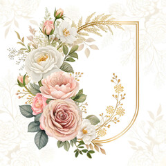 vintage background with rose, roses, frame, design, fresh, floral card, invitation
