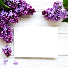 Lilac flowers on white wood