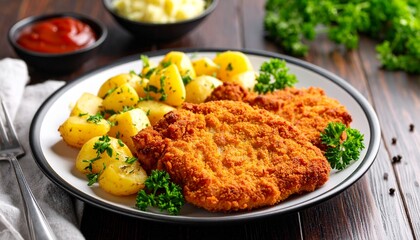 Polish Kotlet Schabowy Breaded Pork Cutlet with Potatoes