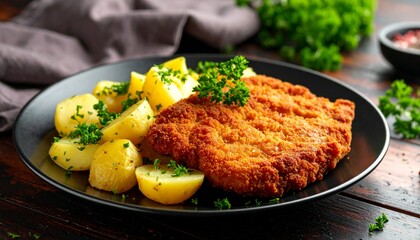 Polish Kotlet Schabowy Breaded Pork Cutlet with Potatoes