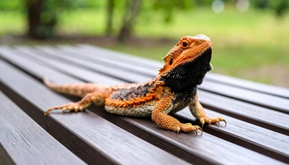 Lizard on park bench (1)