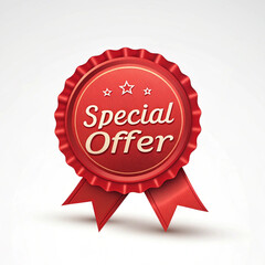 Red Glossy Special Offer Ribbon Badge on Transparent Background