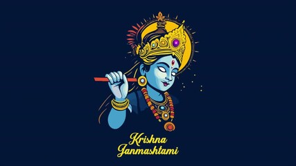 Krishna janmashtami festive portrait, art video illustration.