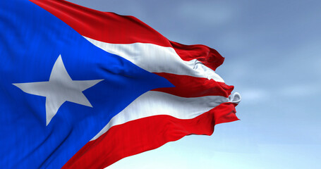 Puerto Rico national flag waving in the wind