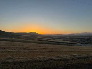 sunset over the field