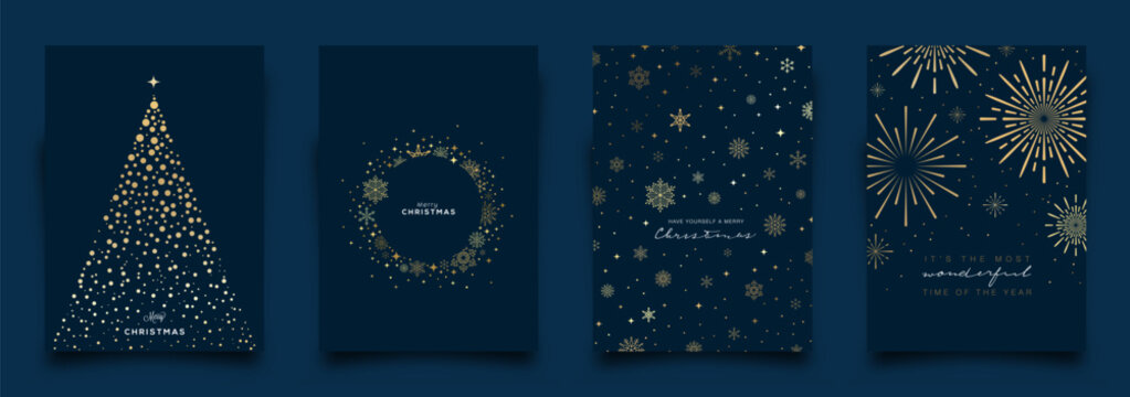 Holiday Greeting Card Collection. Vector Illustration.