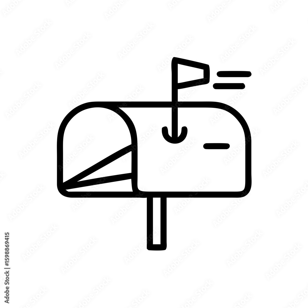 Poster simple graphic of a mailbox with its flag raised indicating there is mail to be picked up today