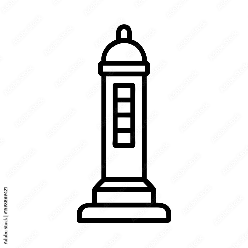 Poster a simple depiction of a bollard with a rounded top and rectangular indentations, outlined in black
