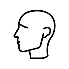 Simple outline drawing of a human head in profile with basic facial features shown clearly defined