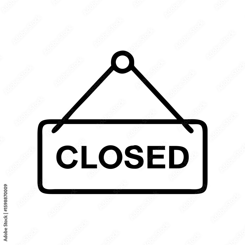 Poster a hanging sign displaying the word closed in bold letters indicating business is not currently open 