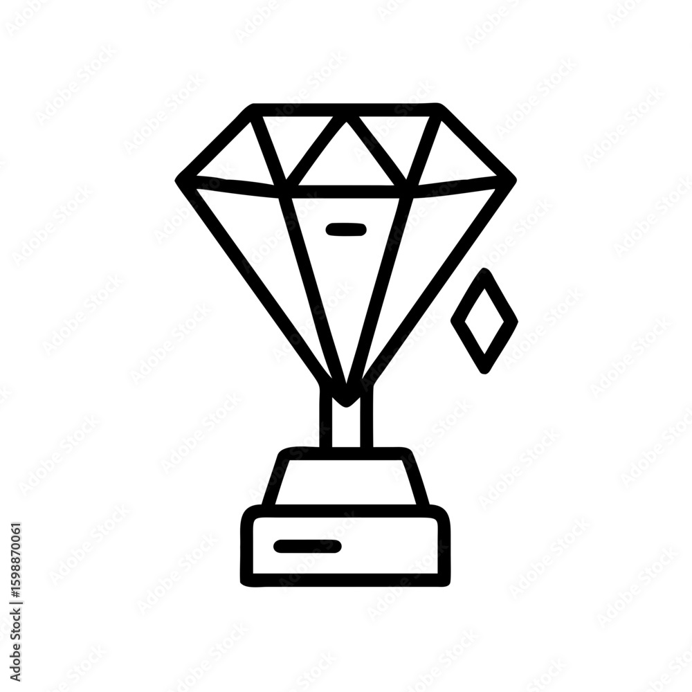 Poster A shiny gem on a pedestal with a smaller gem floating beside it in a simple line drawing style
