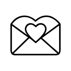 Envelope outline with heart shape in the center for love letter and romantic correspondence theme design
