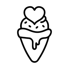 Simple graphic of a sweet treat with a heart on top and dripping icing design concept art work 100