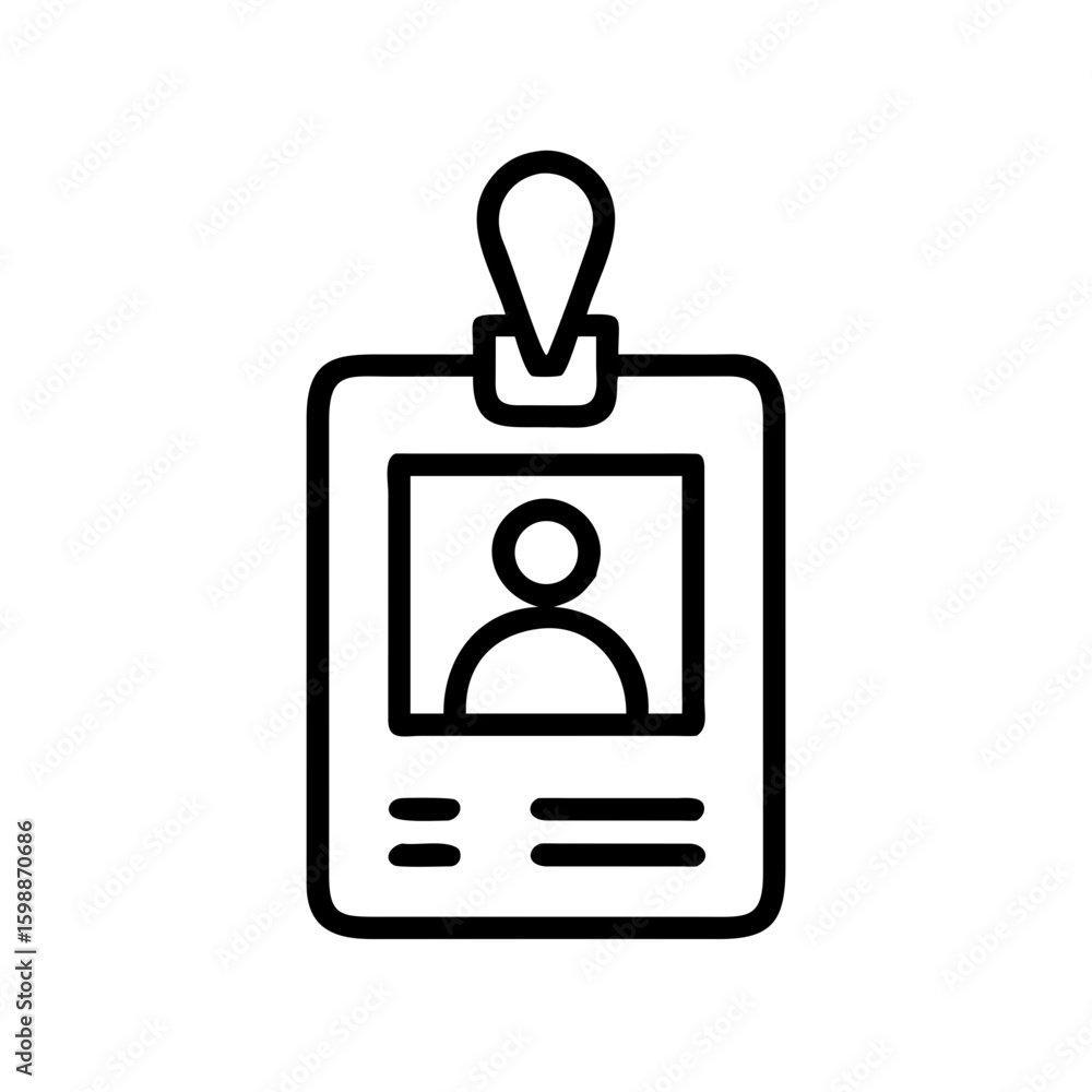 Aufkleber outline drawing of an identification badge with a person's image and some text shown clearly here