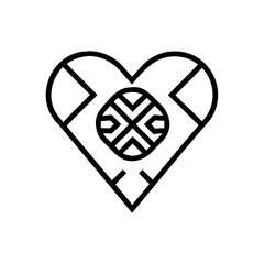Heart shape with geometric patterns and a central design element in a minimalist style drawing art